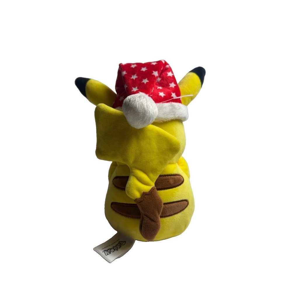 Pokémon Christmas Pikachu Plush, Holiday Santa Hat Star Pattern  Nintendo - Picture 4 of 9